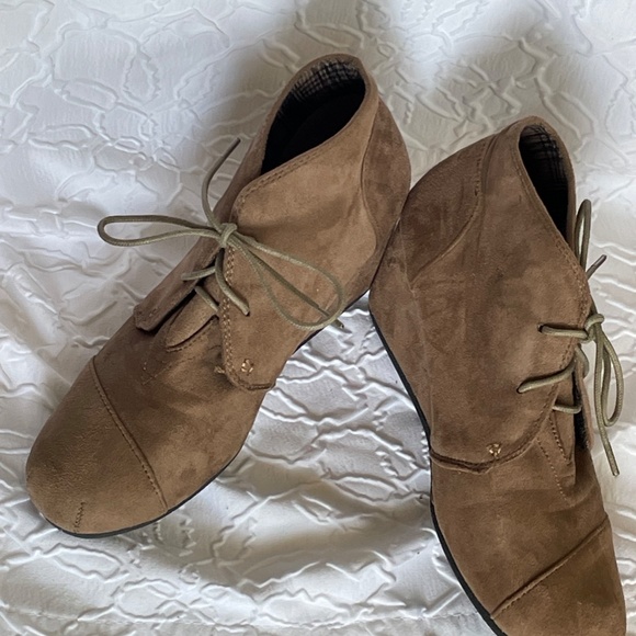 Suede wedge booties ankle boots - Picture 3 of 8